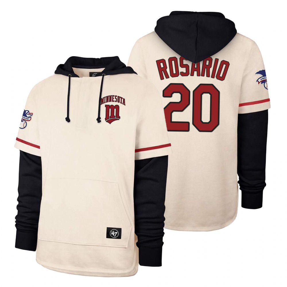 Men Minnesota Twins #20 Rosario Cream 2021 Pullover Hoodie MLB Jersey